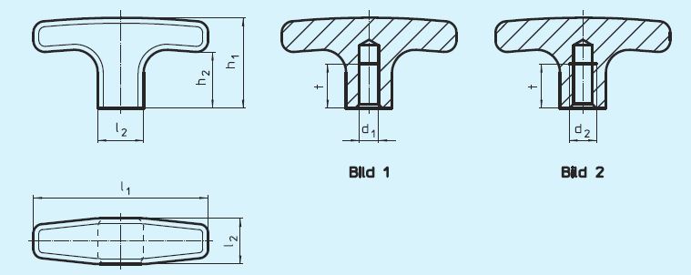 Halder 24512.0035 T-Griff mit glattem Sackloch, 80 x Ø 8 - EH 24512 T-Griffe