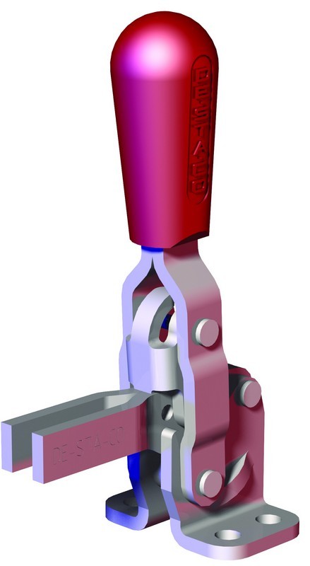 DESTACO 202-B Vertikal-Kniehebelspanner Haltekraft 1100 N - 2000 N, Öffnungswinkel 100° - 105° - 202-U-L Vertikalspanner - U-Spannarm - Fuss abgewinkelt - offener Spannarm - ohne Spindel