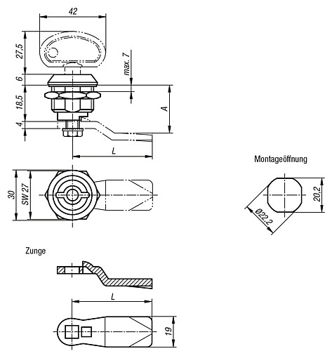 Kipp K0524.9 SCHLÜSSEL F.SICHERHEITS DREHRIEGEL - KIPP K0524 Sicherheits Drehriegel