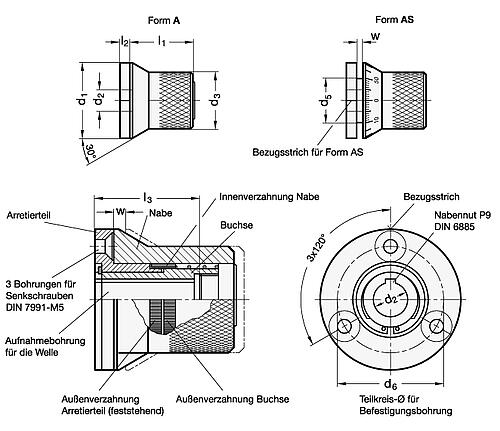 Ganter 200-44-K10-A-NI EDELSTAHL ARRETIERELEMENT DREHKNOPF - GN 200 Arretierelemente - Edelstahl-Abbildung