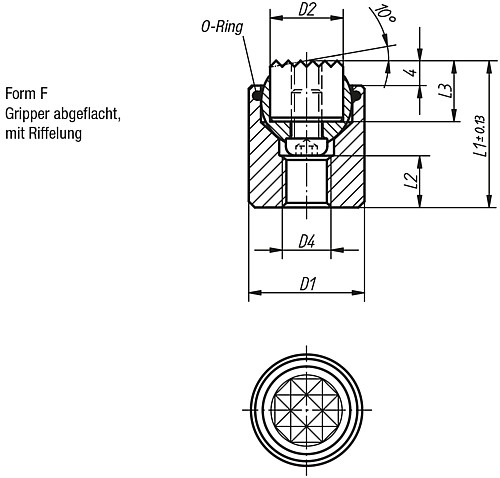Kipp K0285.317X022 PENDELAUFLAGE FORM F MIT O RING, D1=17, L1=22 - KIPP K0285-F Pendelauflagen mit O Ring und auswechselbaren Einsaetzen - Form F