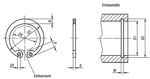 Leschhorn 07331-101000 SICHERUNGSRING FÜR BOHRUNG DIN472, D1=10, STAHL PHOSPHATIERT - Norelem 07331 Sicherungsringe fuer Bohrungen DIN 472