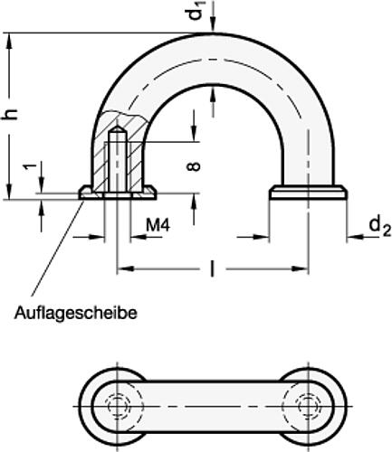 Ganter 224.1-10-40-CR FINGERGRIFF, VERCHROMT, MIT AUFLAGESCHEIBEN - GN 224-1 Fingergriffe - Stahl-Skizze