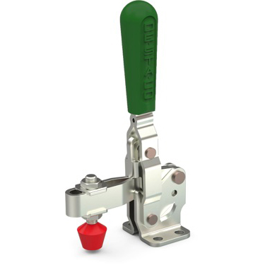 DESTACO 207-LBR Vertikal-Kniehebelspanner Haltekraft 1700 N - 2700 N, Öffnungswinkel 90° - 115° - DESTACO 207-U-G Vertikalspanner - U-Spannarm - Fuss abgewinkelt - Handrgriff gruen