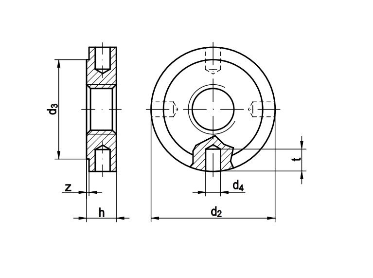 Leschhorn 1816 M20X1,5-W Kreuzlochmutter DIN 1816, Stahl, blank, ungehärtet - DIN 1816 Kreuzlochmutter mit Feingewinde - Stahl - blank - TZ