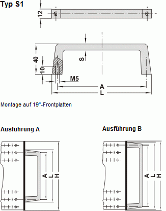 Leschhorn S1-12.177.04   Aluminium Bügelgriffe für 19" Technik A 177, schwarz eloxiert - Leschhorn S1 Aluminium Buegelgriffe 19in Technik