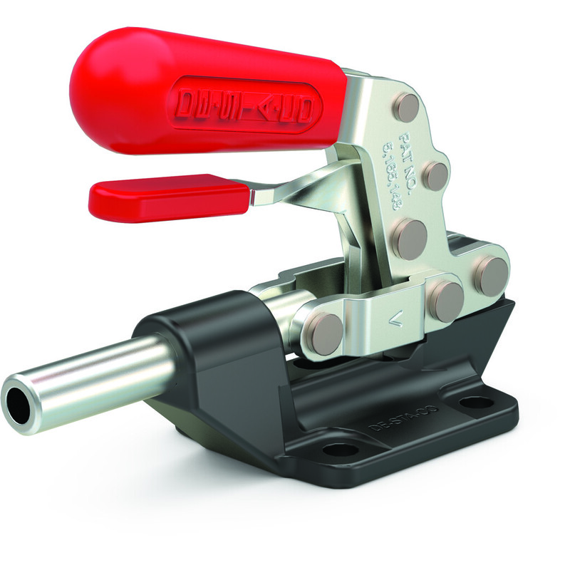 DESTACO 603-M Schubstangenspanner, Haltekraft 2670N, Hub 31,8mm, Kolbengewinde M8 (metrisch), Mat. Stahl - DESTACO 603-MR Schubstangenspanner - Haltekraft 2670N - Gewinde M8 -metrisch- R mit Zusatzverriegelu