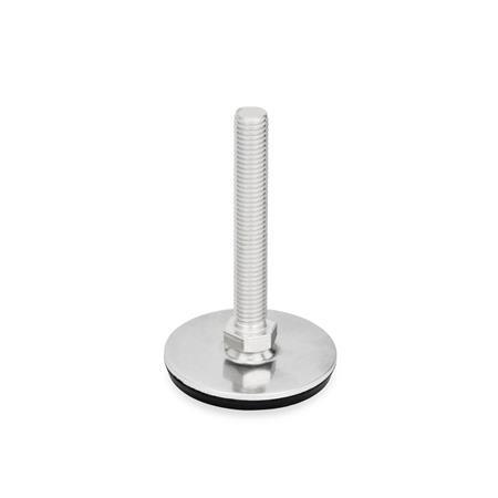Ganter 41-60-M12-100-D3-S Stellfüße, Edelstahl 1.4301 (A2) - GN-41-Stellfuesse-Edelstahl-A2-ohne-Mutter-Aussensechskant-unten-mit-Gummiauflage-aufvulkanis
