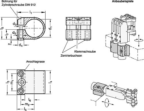 Ganter 873-28 KLEMMHALTER FÜR KRAFTSPANNER - GN 873 Klemmhalter fuer Kraftspanner-Skizze