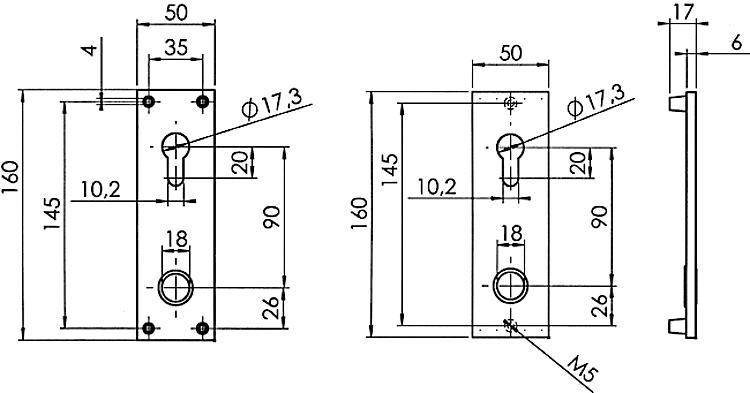 AMF 512GS Leichtmetall-Kurzschild für Profilzylinder, Befestigung außen: -, Befestigung innen: Ja - LE 512 Leichtmetall-Kurzschild fuer Profilzylinder -Skizze