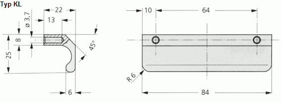 Leschhorn KL-25.064.9005   " Clean Line " Leistengriff Kunststoff A 64,  Polyamid schwarz - Leschhorn KL - Clean Line - Leistengriff Kunststoff