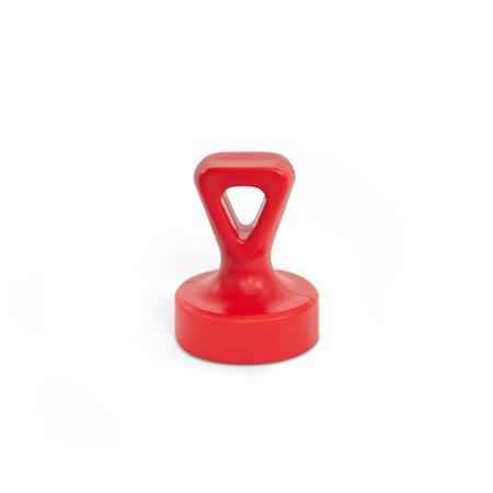 Ganter 53.3-ND-17-A-GR Haftmagnete mit Kunststoffgehäuse - GN-53-3-Haftmagnete-Scheibenform-mit-Griffstueck-mit-Kunststoffgehaeuse-mit-Oese-RT-rot-RAL-3031