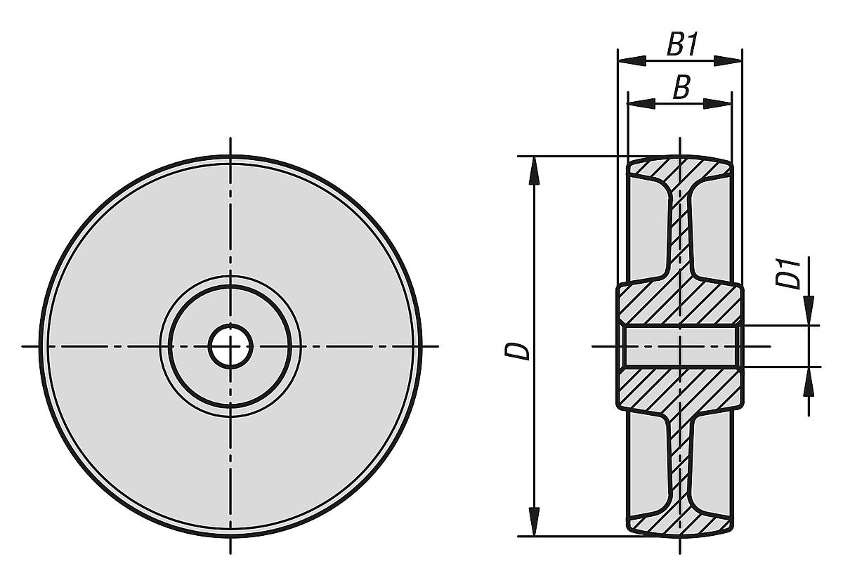 Norelem 95062-20050 Polyamidräder - NLM 95062 Polyamidraeder - Massblatt