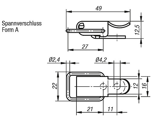 Norelem 05531-1420491 SPANNVERSCHLUSS MIT SPANNBÜGEL, FORM A, STAHL - Norelem 05531-SVA Spannverschluesse mit Spannbuegel Form A
