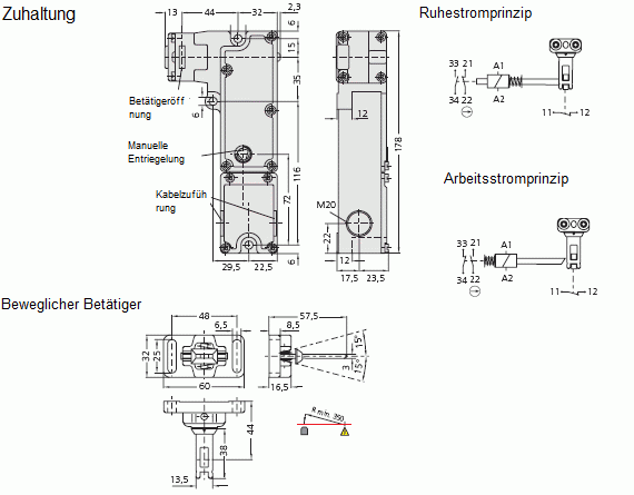Leschhorn ZH-01.000.02   Zuhaltungen für Funktionsgriffe,  Betätiger - Zeichnung ZH-02 Zuhaltungen fuer elektronische Funktionsgriffe