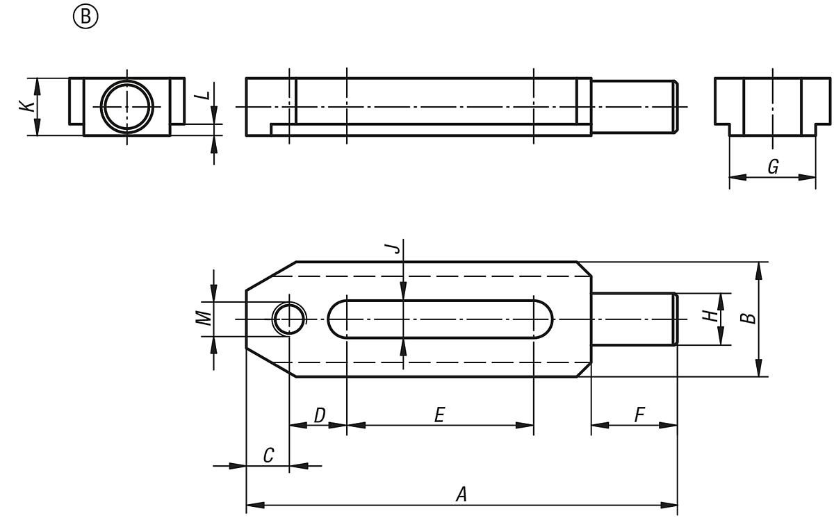 Kipp K0834.16190 SPANNEISEN, SPANNANSATZ RUND - K0834-B Spanneisen Spannansatz rund Form B - Massblatt