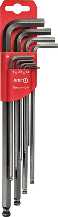 AMF 911LG-HM9C Kugelkopfschraubendreher - Schlüsselhalter, Inhalt: SW: 1.5, 2, 2.5, 3, 4, 5, 6, 8, 10 mm - LE 911LG-HM9C Kugelkopfschraubendreher - Schluesselhalter -Abbildung