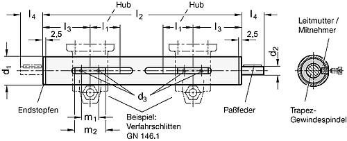 Ganter 292-18-120-RL1-NI Lineareinheiten, Stahl, Edelstahl - GN 292 Lineareinheiten - Stahl - Edelstahl-Skizze