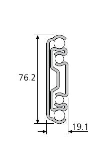 Accuride DP9301-0036U-E Korrosionsbeständig, Schwerlast Teleskopschienen 100% Vollauszug, 19,1x76,2, SL 914,4 TR 914,4 248kg - Accuride DP9301 Teleskopschiene - Profil