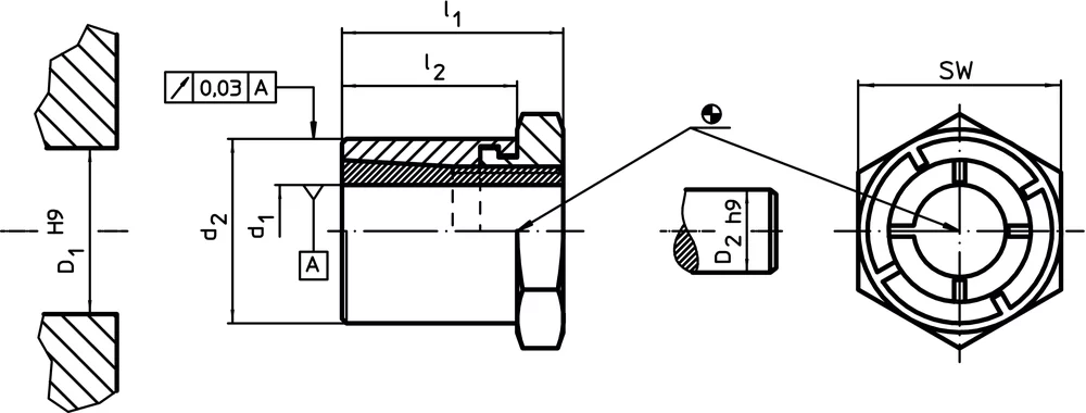 Halder 25050.0206 Welle-Nabe-Spannsatz, ohne Kontersechskant, Ø 6 / Ø 14 rostfreier Stahl - EH 25050-NI Welle-Nabe-Spannsaetze, ohne Kontersechskant, rostfreier Stahl_Massblatt