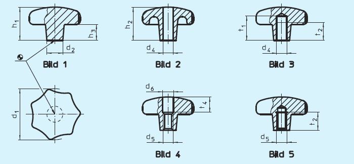 Halder 24660.0480 Sterngriff DIN 6336 Leichtmetall Ø 80 mit Gewindesackloch, Form E, unpoliert - EH 24660 Sterngriffe DIN 6336 Leichtmetall
