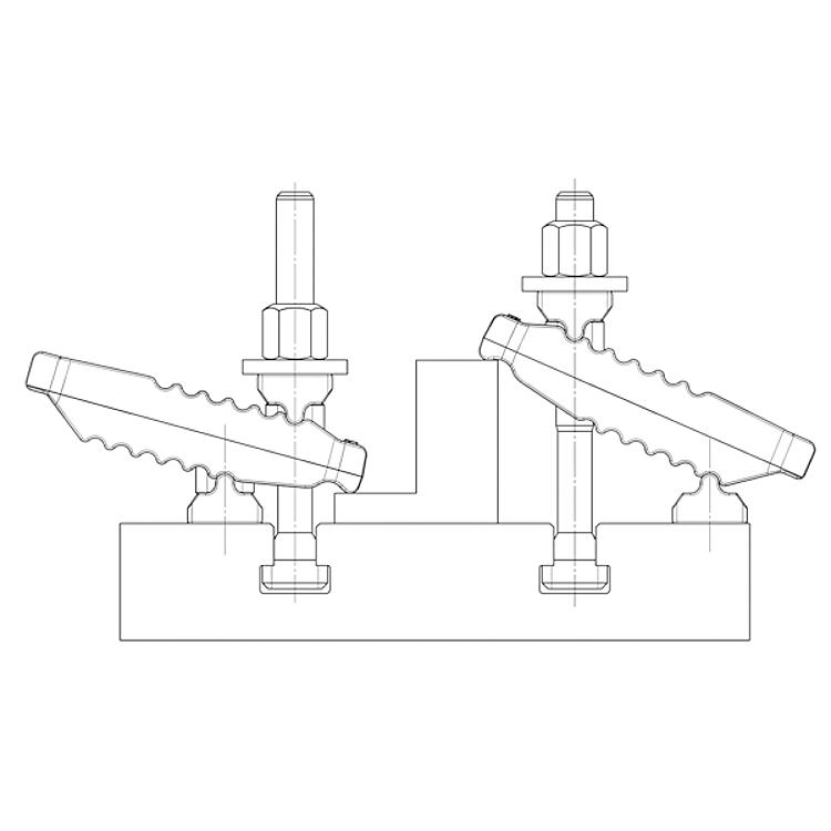AMF 6312VT-13 "Krokodil" Spannpratze, komplett mit DIN 787, Spannschraube  DIN 787: M10x10x100, Spannkraft max.*: 25 kN, Nut: 10 - LE 6312V Krokodil Spannpratze mit Gegenhalter - verstellbar-Anwendung
