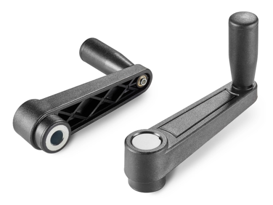 Leschhorn E222 Handkurbeln  L 88; R 65; Bohrung d1 D10; Kunststoff PA, schwarz, Gewindebuchse Messing - Leschhorn E222 Handkurbeln - Abbildung