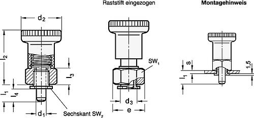 Ganter 607.2-8-10-ST RASTBOLZEN - GN 607-2 Rastbolzen fuer duennwandige Teile-Skizze