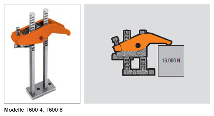 Leschhorn T600-4 Schnell-Spannklaue CARVER Haltekraft 16000N - 36300N, Spannhöhe 12 - 100mm - T600-4 - T600-6 Schnell-Spannklaue CARVER - Anwendungsbeispiel