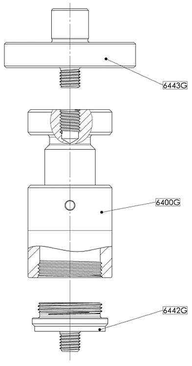 AMF 6400G-100 Schraubbock mit flacher Auflage und Gewinde, Größe : 100, H min.: 70, H max.: 100, F max.: 100 kN - LE 6400G Schraubbock mit flacher AuflageundGewinde-Anwendung