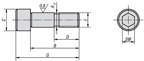 Kipp K0815.112055 PASSSCHRAUBE FORM A  M12X55     BR - KIPP K0815 Passschrauben Form A
