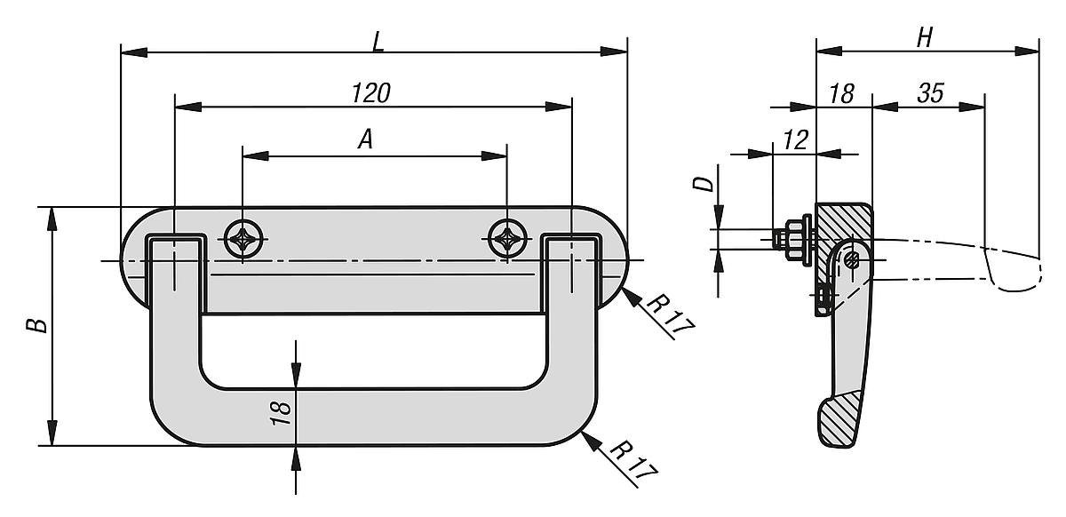Kipp K0241.080181 KLAPPGRIFF, - K0241 Klappgriff - Massblatt