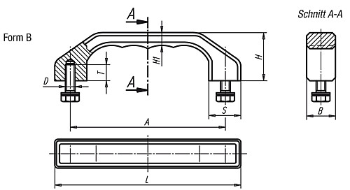 Kipp K0198.140082 BÜGELGRIFF FORM B             EDELSTAHL, A=140, M8X18 - KIPP K0198-B Buegelgriffe Edelstahl - Form B