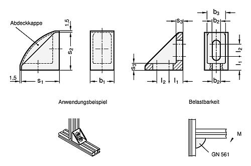 Ganter 561-19-40-40-A-1 Befestigungswinkel, Form A, Kunststoff - GN 561 Befestigungswinkel - Form A - Kunststoff-Skizze