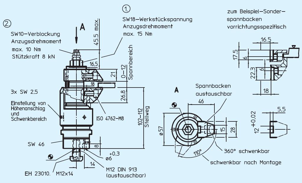 Halder 23320.0014 Schwimmspanner, getrennte Spannung und Verblockung M12 - EH 23320 Schwimmspanner getrennte Spannung und Verblockung M 12