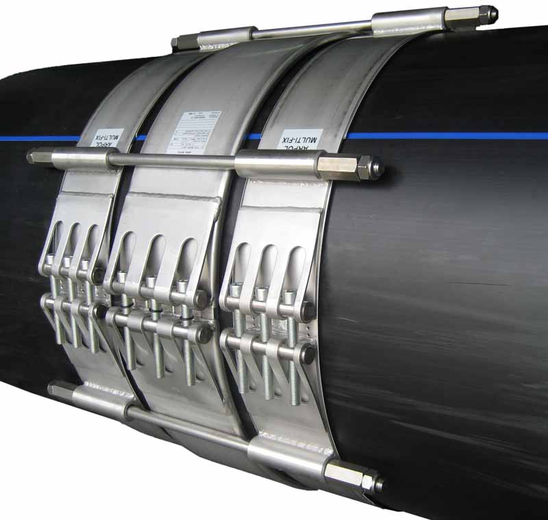 Leschhorn Ankerset, zugfest  MULTI-FIX, DA 1000; PS 10; BL Ankerschelle 200; BL Verbindungsstab 829; Dichtung EPDM, Material A2 - MULTI-FIX - Rohrkupplung
