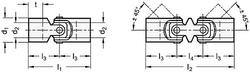 Ganter 9080-32-B20-EG Kreuzgelenke für einfache Anwendungen - GN 9080 Kreuzgelenke fuer einfache Anwendungen-Skizze