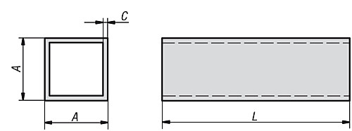 Kipp K0627.120152X2000 VIERKANTROHR 20X20X2000, AL ACHTUNG!! ÜBERLÄNGE, SPEDITION!! - KIPP K0627 Vierkantrohre