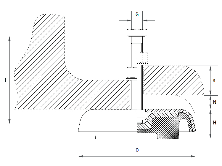 EFFBE LM5-27-6kt-BA Lagerungselemente, D= 160, H= 41, Schraube M16x100 mm, mit Bodenplatte, stat. Höchstlast 14 kN - LM Fuß