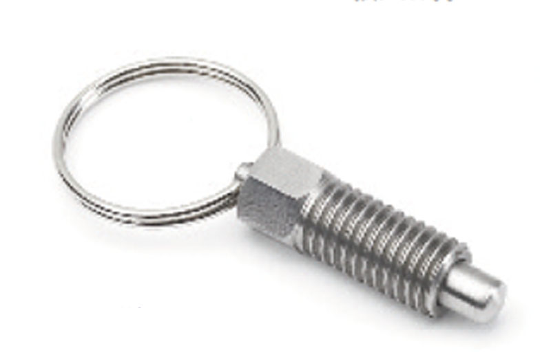 Leschhorn W797C Edelstahl Rastbolzen ohne Rastsperre D 27; H 60,5; d2 M10; d1 6; - Boteco W797C Rastbolzen ohne Rastsperre