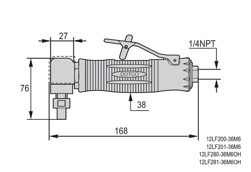DESTACO 12LF200-32 Winkelschleifer Drehzahl 12.000 1/min, Leistung 300 W, Luftaustritt vorne - Destaco Dotco 12 LF Winkelschleifer