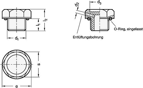 Ganter 745.2-G1-1 ELESA VERSCHLUßSCHRAUBE MIT O RING - GN 745-2 Verschlussschrauben - Kunststoff - mit O Ring-Skizze