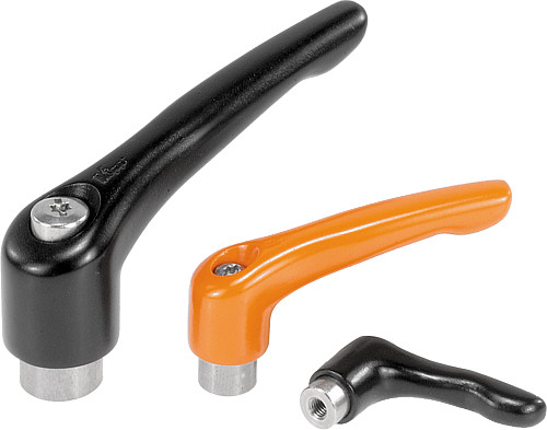 Kipp K0123.0031 KLEMMHEBEL GR.0  M3           EDELSTAHL, GRIFFHEBEL SCHWARZ SEIDENMATT - KIPP K0123 Klemmhebel mit Innengewinde - Stahlteil