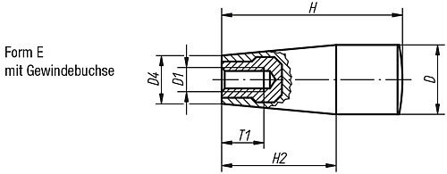 Norelem 06320-205 KONUSGRIFF, FORM E, GR.1  M5, - Norelem 06320-E Konusgriffe mit Innengewinde - Form E