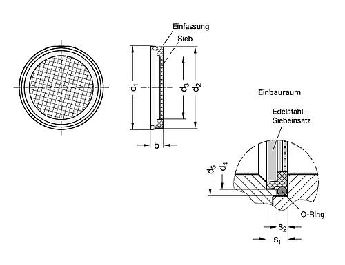 Ganter 7403.1-NI-14-100 Edelstahl Siebeinsätze - GN 7403-1 Edelstahl Siebeinsaetze-Skizze
