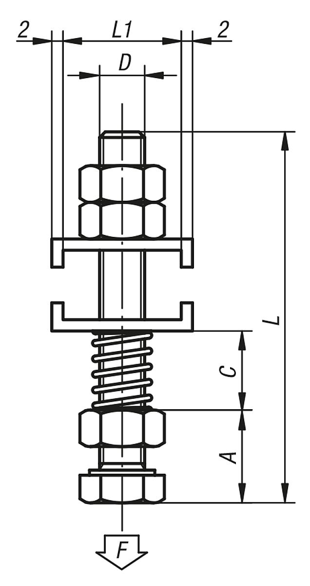 Norelem 05220-08 FEDERNDE DRUCKSPINDEL, D=M8X60 - NLM 05220 Federnde Druckspindeln - Massblatt