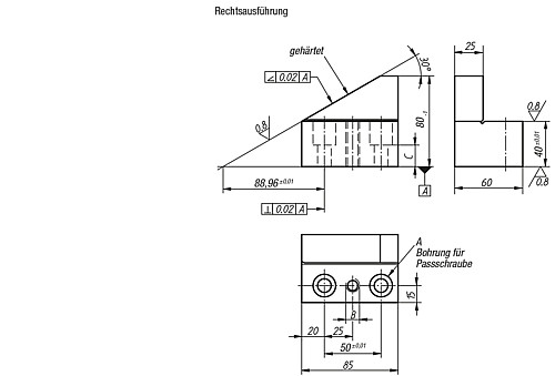 Kipp K0819.6301230 PRISMENBLOCK RECHTS F. SCHRAUBE M12 - KIPP K0819-RA Prismenbloecke Rechtsausfuehrung