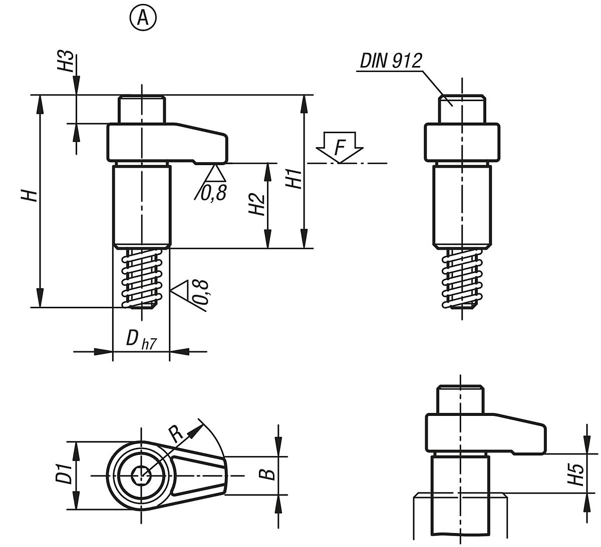 Kipp K0014.110030 SPANNHAKEN GESCHLIFFEN FORM A - K0014-A Spannhaken geschliffen Form A - Massblatt