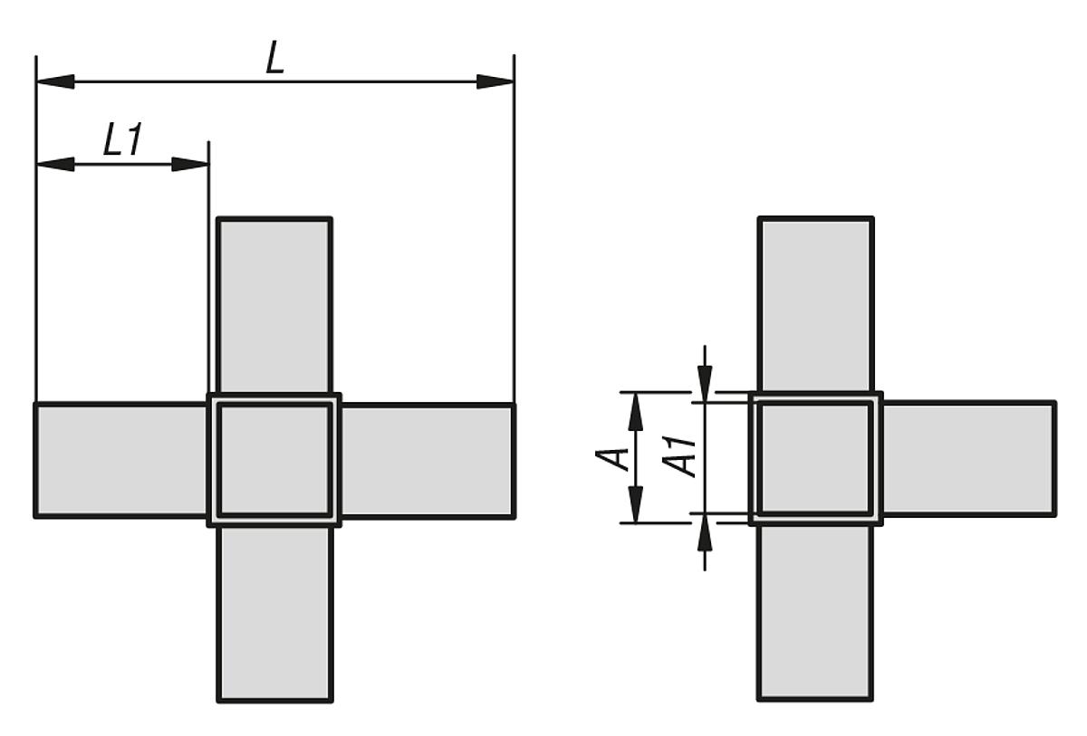 Kipp K0621.1201512 STECKVERBINDER, KREUZ MIT ABGANG - K0621 Steckverbinder Kreuz mit Abgang - Massblatt