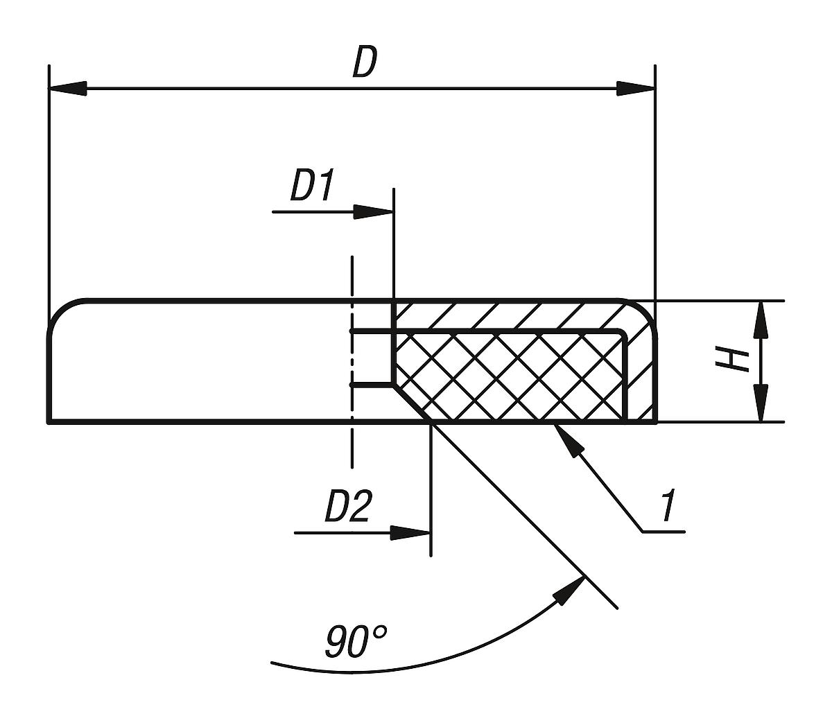 Norelem 09071-04 FLACHGREIFER, D=32 - NLM 09071 Flachgreifer mit Senkbohrung  aus Hartferrit - Massblatt